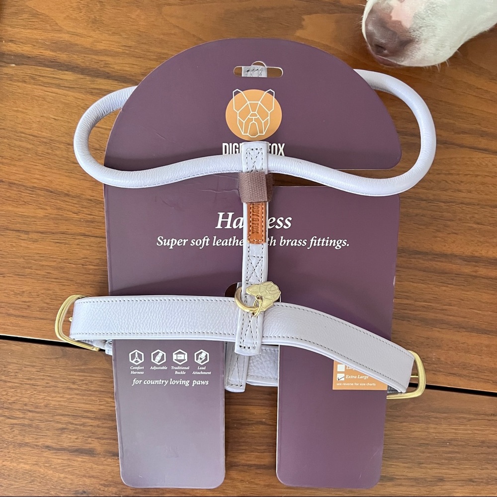 Digby & Fox Leather Dog Harness, XL Lavendar